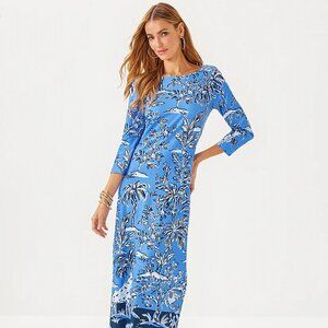 Lilly Pulitzer Seralina UPF 50 Chillylilly Maxi Dress Sunwashed Blue Size XS